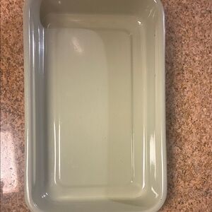 Vintage Rectangular Green Casserole Enameled Baking Dish